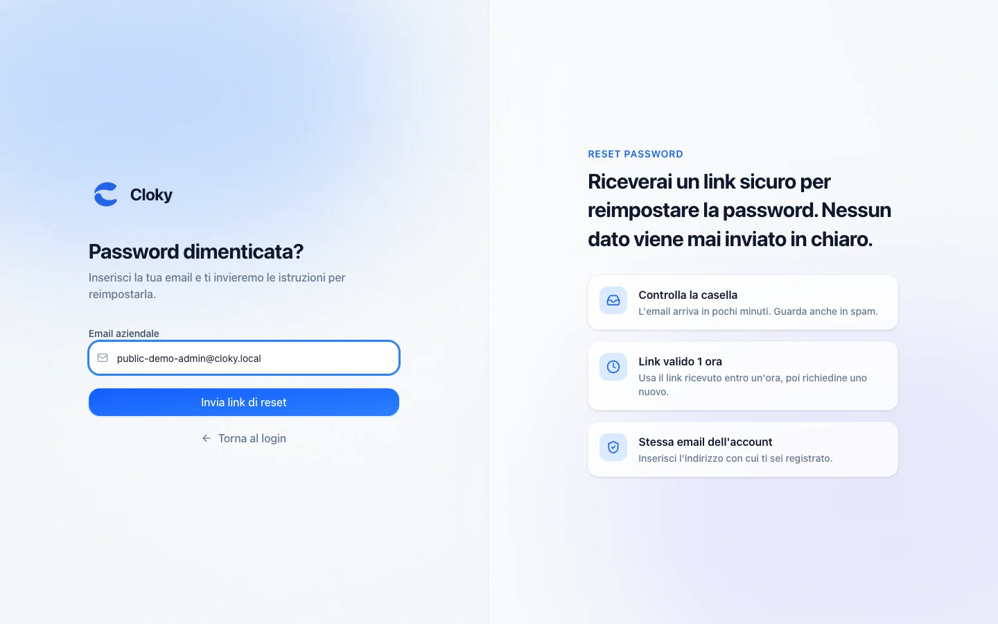 Schermata: Come recuperare la password