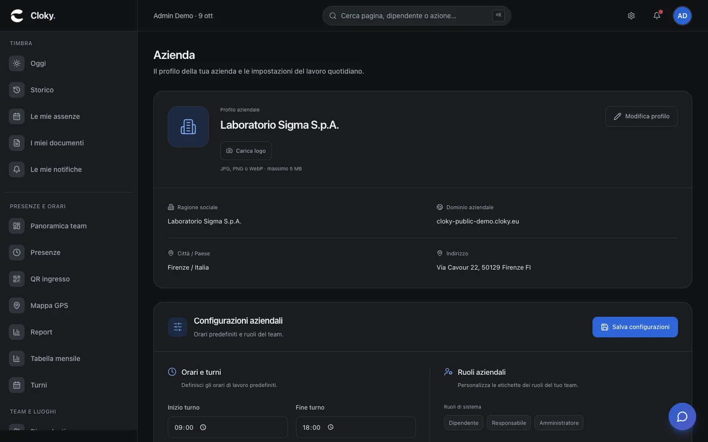 Schermata: Come completare il profilo aziendale