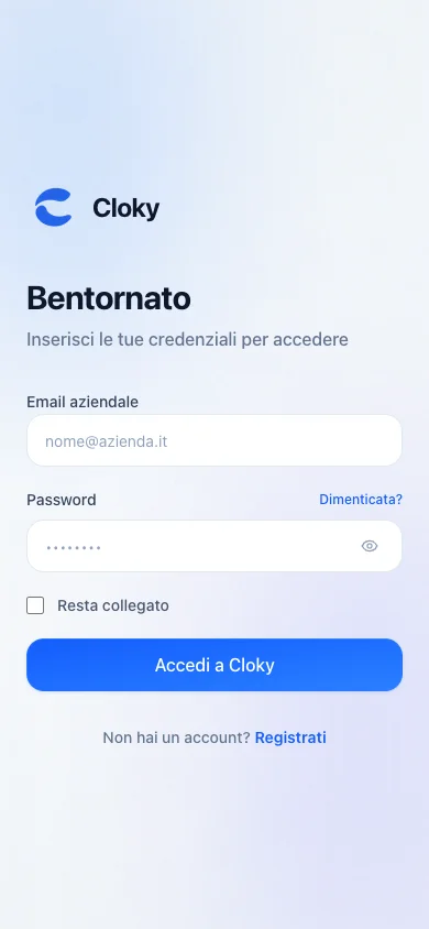 Schermata: Come accedere a Cloky