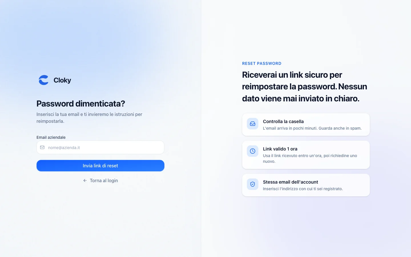 Schermata: Come recuperare la password