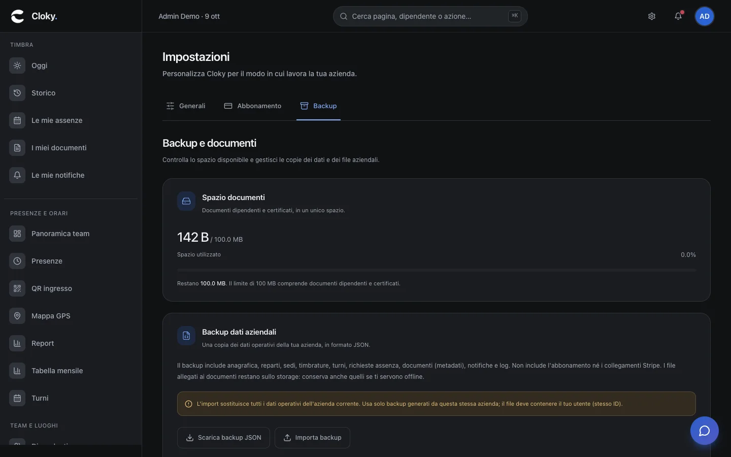 Schermata: Come controllare lo spazio documenti