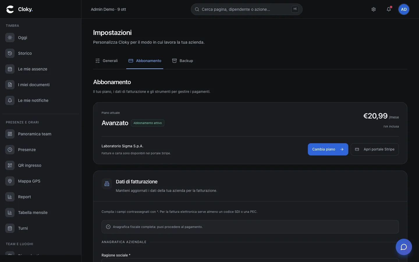 Schermata: Come gestire abbonamento, fatture e carta